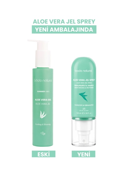 Bade Natural Aloe Vera Onarıcı Jel Sprey Güneş Sonrası Nemlendirici %100 Doğal 100 ML