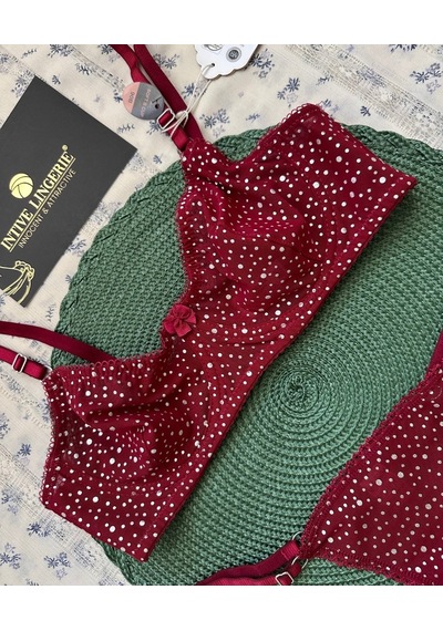 Pointy Love Transparan Yumuşak Tülden Parlak Puantiyeli Balenli Ş Bordo