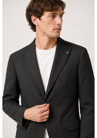 Bihan Store Erkek Kendinden Dokulu Sivri Yaka Tek Düğmeli Klasik Blazer 6 Drop Ceket 1993-01-siyah Bihan Store Erkek Kendinden Dokulu Sivri Yaka Tek Düğmeli Klasik Blazer 6 Drop Ceket 1993-01-siyah