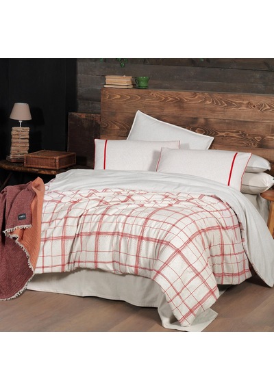 Bramo King Size Battal Boy %100 Pamuk Flanel Pazen Nevresim Takımı Bej Bej