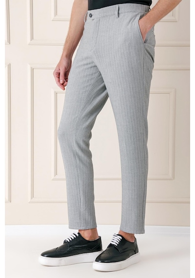 Efor Comfort Fit Beli Lastikli Balıksırtı Dokuma Casual Gri Pantolon P 1155 Gri