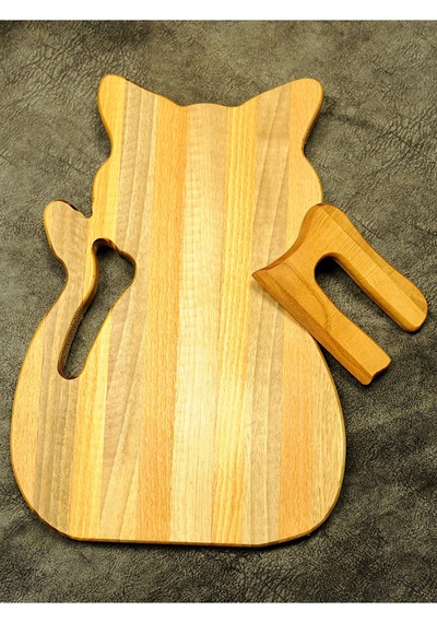 Çocuk Için Kedi Şeklinde Ceviz Ve Kayın Ağacından Ahşap Kesme Tahtası Ve Bıçağı Ahşap