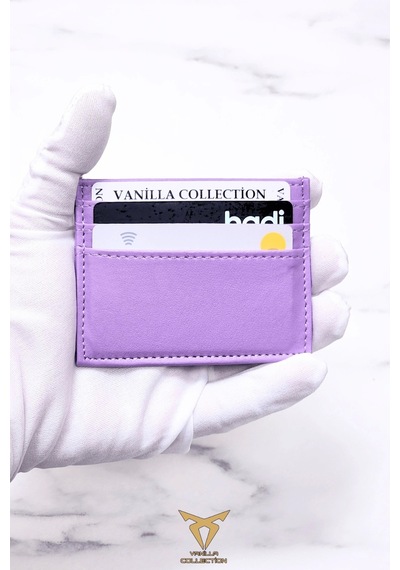 Vanilla Collection Unisex Mini Ve Ince Deri Dizme Kartlık Portföy Lila Lila