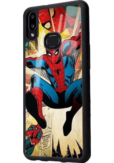 Samsung Uyumlu A10s Spider-man Örümcek Adam Tasarımlı Glossy Telefon Kılıfı Siyah