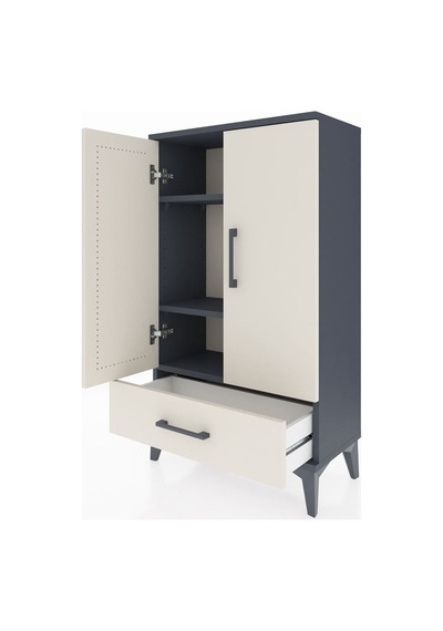 Arges Komodin 3 Raflı Tek Çekmeceli 2 Kapaklı 60x30x106 Antra... Antrasit