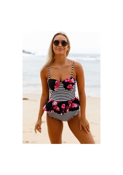 Angelsin Yüksek Bel Etek Gürünümlü Destekli Bikini Takım (402449967)