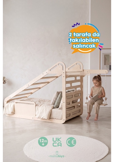Sleepy Ahşap Montessori Yatak 70x140 Cm Kaydıraklı, Tırmanma Tahtalı, Salıncaklı, Yazı Tahtalı, Masalı Çocuk Yatağı Sleepy Ahşap Montessori Yatak 70x140 Cm Kaydıraklı, Tırmanma Tahtalı, Salıncaklı, Yazı Tahtalı, Masalı Çocuk Yatağı