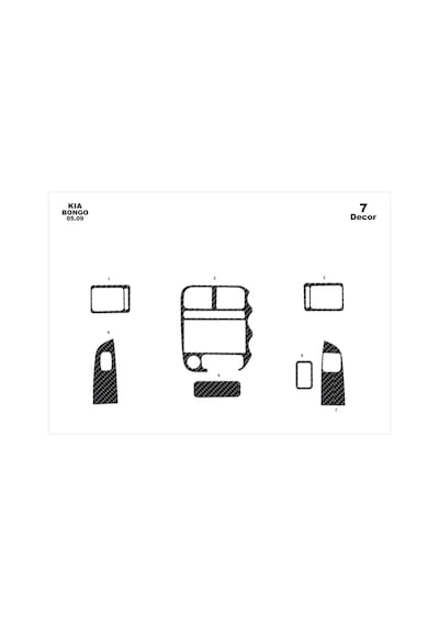 Kia Bongo Torpido Kaplama 2009- 7 Parça Karbon