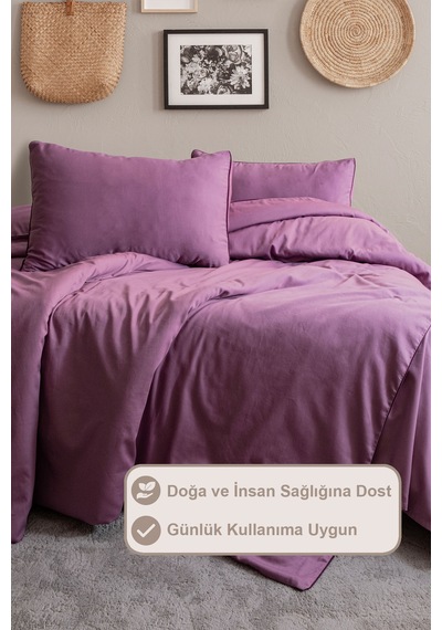 Elart Stark Nevresim Takımı Çift Kişilik %100 Pamuk Saten Biyeli 200x220 Cm Gülkurusu Gülkurusu