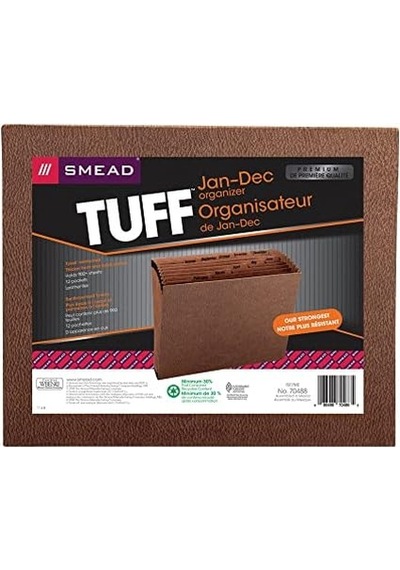 Smead Tuff Genişleyen Dosya, Aylık Ocak-aralık , 12 Cep, Mektup Boyutu, Redrope-baskılı Stok 70488