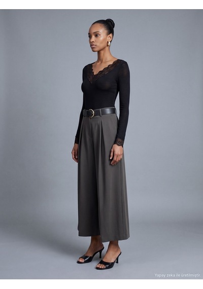 Dilvin 72796 Kemerli Culotte Pantolon-haki
