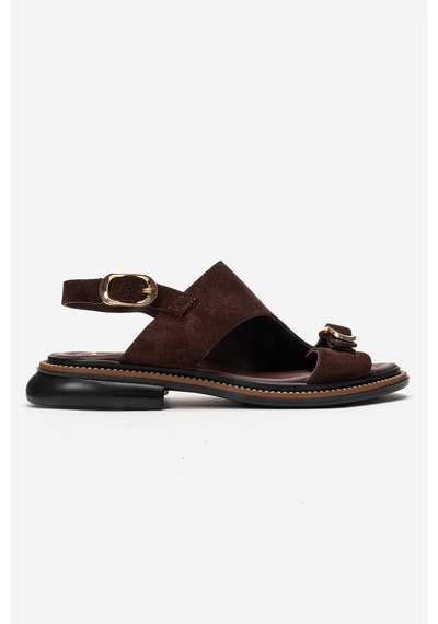 Luvishoes Cruel Kahverengi Süet Hakiki Deri Kadın Sandalet