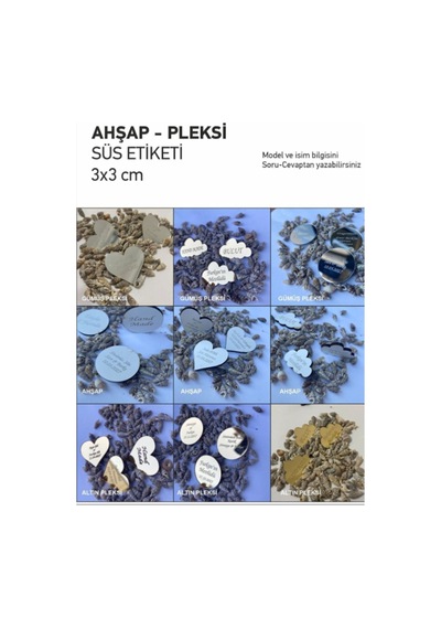 Pleksi Ahşap Isimlik Etiket, Düğün Söz Nişan Mevlid Sünnet Süsl