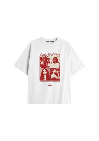 Kalic Studio Lana Del Rey Oversize T-shirt Kod54 Beyaz-54