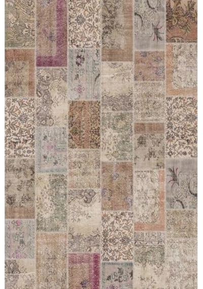 Senda Patchwork Desenli Şönil Pamuk Tabanlı Yıkanabilir Kaymaz Antibakteriyel Salon Halısı 80x200 Genel