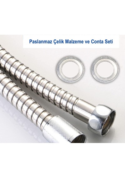 Terma A Kalite Örgülü Dayanıklı 150cm Paslanmaz Duş Spirali/uzun Krom - Parlak