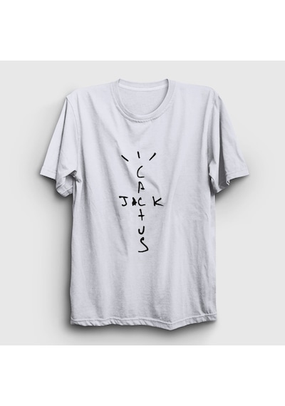 Presmono Unisex Cactus Jack Travis Scott T-shirt Beyaz