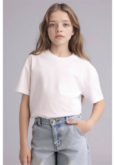 Defacto Relax Fıt Beyaz Kız Çocuk T-shirt D9099a8/wt34 Beyaz