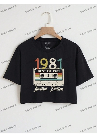 Startmore Crop Ckod-232913 Ses Kaset Ve Mektup Grafik Kırpma Siyah