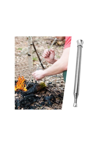 Buffer Teleskopik Ateş Başlatıcı Outdoor Üfleme Borusu 63 Cm Gümüş