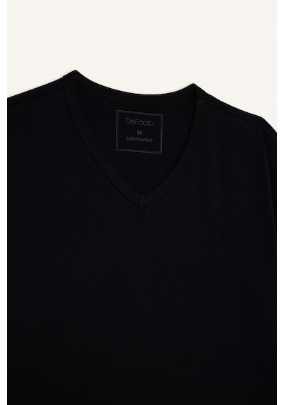 Defacto Slim Fit Dar Kesim V Yaka Üst L4884az25aubk27 Siyah