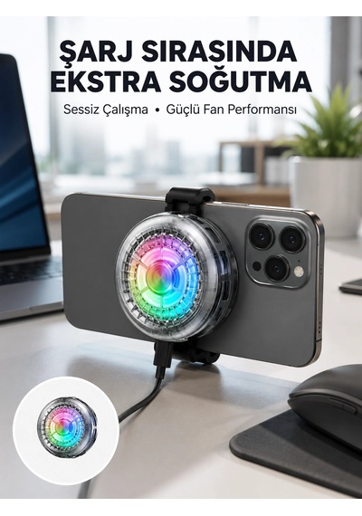 Rgb Telefon Fanı Sessiz Soğutucu Tüm Akıllı Telefonlara Uygun Yeni Nesil