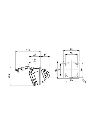 Mete Enerji 5x16a. Ip44 Makine Prizi -eğik- Vidalı Bağl. 406509v