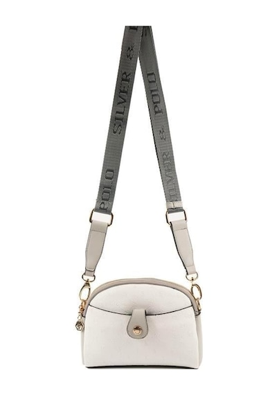 Silver Polo Sp1144 Kadın Çapraz Çanta Logolu Beyaz-a.gri