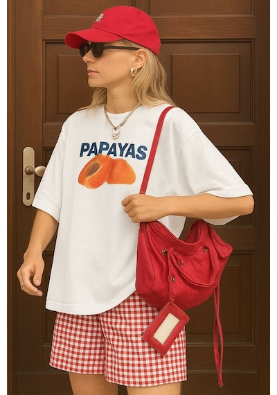 Papayas Baskılı Unisex Tshırt BEYAZ