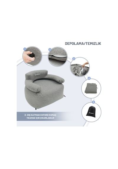 Kingcamp Single Inflatable Sofa Premium Şişme Koltuk Gri