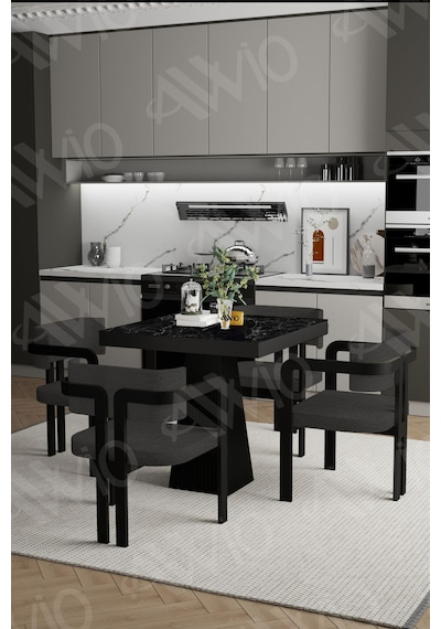 Avvio Lexus Lake Mdf Ayak Tokyo Demonte Sandalye 80x80 Yemek Masası Mutfak Masası 4 Kişilik Siyahmermer Avvio Lexus Lake Mdf Ayak Tokyo Demonte Sandalye 80x80 Yemek Masası Mutfak Masası 4 Kişilik Siyahmermer