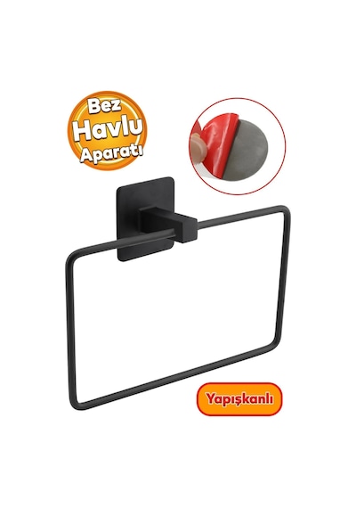 Havluluk Bornoz Askısı Tutacağı Yapışkanlı Banyo Asacağı Asma Aparatı Metal Siyah Askılık Askılığı. Diğer