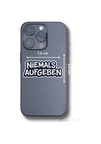 Niemals Aufgeben Tasarımlı Tekli Suya Dayanıklı Laptop Termos Telefon Etiketi