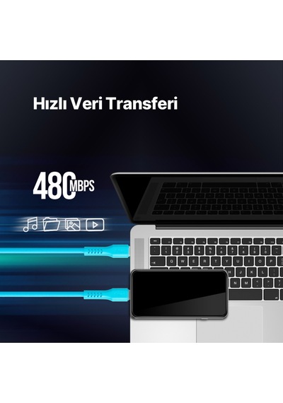 Ttec USB-C - Lightning Hızlı Şarj Kablosu 120 CM Neon Mavi
