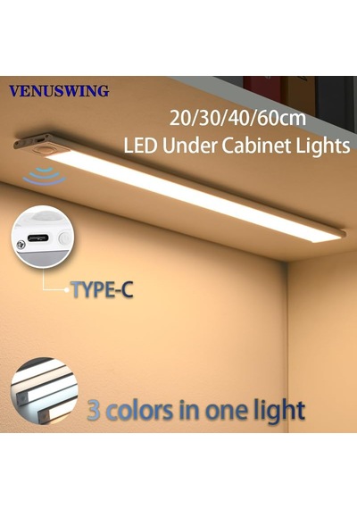 Akıllı Hareket Sensörlü 3 Işık Modlu Lamba Dolap Mutfak Işığı - 40 Led - 40 Cm Usbli-şarj Genel