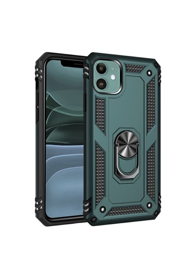 Newface Apple Uyumlu iPhone 11 Kılıf Sofya Yüzüklü Silikon Kapak - Yeşil Yeşil