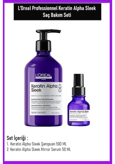 Loreal Professionnel Keratin Alpha Sleek Saç Bakım Seti 500 Ml