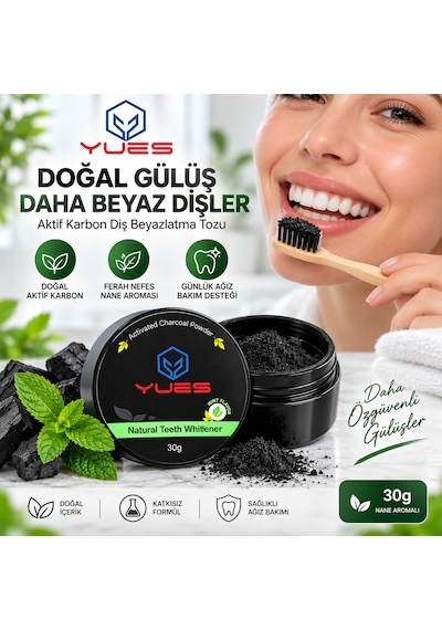 Yues Aktif Karbon Diş Beyazlatma Tozu Nane Aromalı 30 G