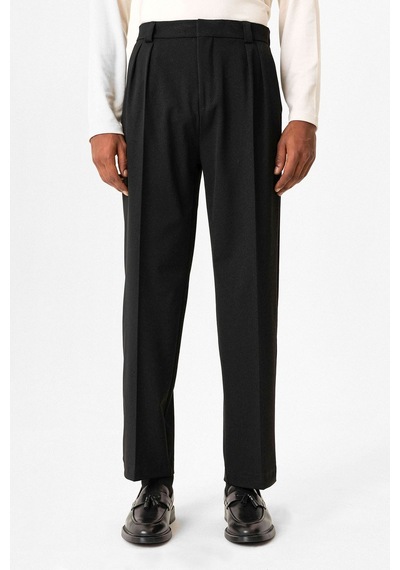 Antioch Yüksek Bel Pileli Relaxed Fit Baggy Erkek Pantolon Siyah