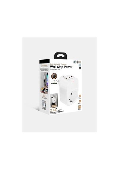 Tekli Yüksek Voltaj Korumalı Duvar Prizi 2x Type-c 1x Usb Çıkışlı Priz Grup Priz Çoğaltıcı Siyah 0 - 2 M