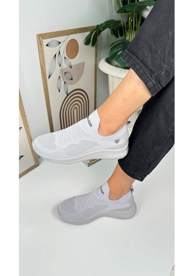 Günlük Unisex Sneaker Slip-on Nefes Alabilen Hafif Yürüyüş Bağcıksız Esnek Spor Ayakkabı 041f Buz