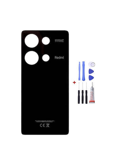 Xiaomi Redmi Note 13 Pro 4g Siyah Arka Cam Kapak Pil Kapağı Tamir Set B7000 Set Siyah