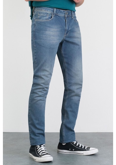 HLT Jeans Erkek Açık Mavi Taşlamalı Slim Fit Denim Jeans Kot Pantolon