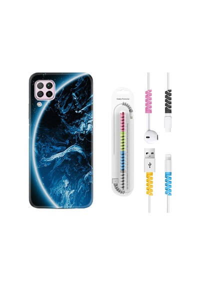 Huawei P40 Lite Kılıf Kablo Koruyuculu Blue Planet 1610