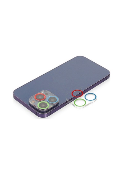 Genel Markalar İphone 12 Pro Renkli Kamera Lens Koruma Cam - Mavi-yeşil Renk