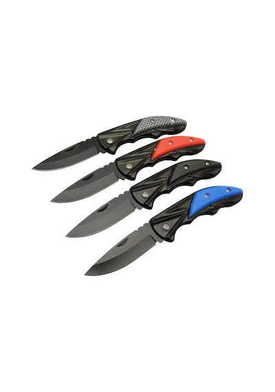 Klipsli 4 Lü Set Metal 16 Cm Kamp / Outdoor Çakı - Yarı Otomatik, Kemerlikli, Kutulu Çok Renkli