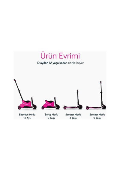 Smartrike Xtend Büyüyebilen Ride On Scooter 12 Ay - 12 Yaş Pembe