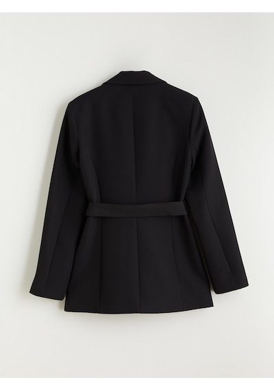 Lcw Vision Siyah Beli Kemerli Kadın Blazer Ceket
