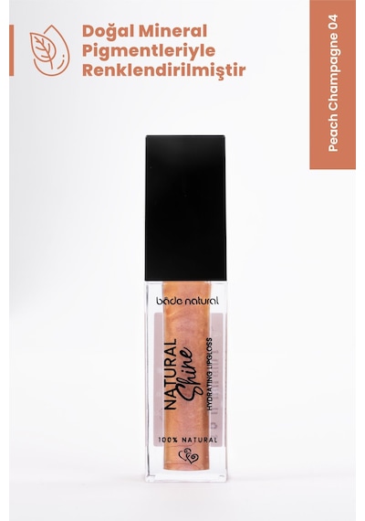 Bade Natural Nemlendirici Lipgloss Peach Champagne 04 Dudak Parlatıcısı %100 Doğal