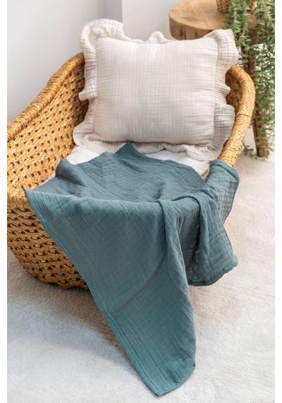 Müslin Örtü & Battaniye 3'lü Set %100 Pamuk Oeko-teks Sertifikalı 80x70 Cm Mavi